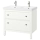 HEMNES / ORRSJÖN Tocador de baño+lavamanos+grifos, blanco, 37x21 3/4x34 7/8 "