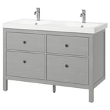 HEMNES / ORRSJÖN Tocador de baño+lavamanos+grifos, gris, 49x21 3/4x34 7/8 "