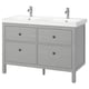 HEMNES / ORRSJÖN Tocador de baño+lavamanos+grifos, gris, 49x21 3/4x34 7/8 "
