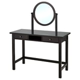 HEMNES Tocador con espejo, negro-marrón, 43 1/4x17 3/4 "