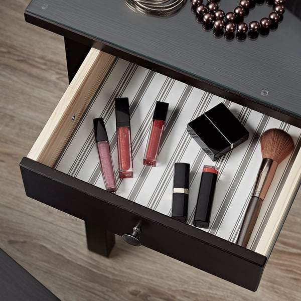 HEMNES Tocador con espejo, negro-marrón, 43 1/4x17 3/4 "