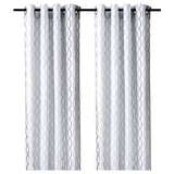 HENNY RAND Cortinas, 1 par, blanco/azul oscuro/azul claro/gris claro, 57x98 "