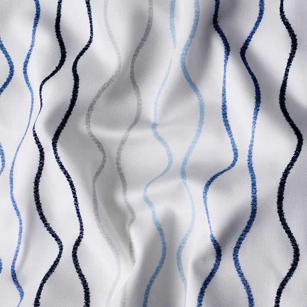 HENNY RAND Cortinas, 1 par, blanco/azul oscuro/azul claro/gris claro, 57x98 "