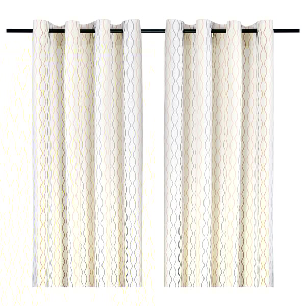 HENNY RAND Cortinas, 1 par, blanco/gris amarillo, 57x98 "