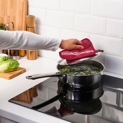 HILDEGUN Guante para cocina, rojo, 7x7 "