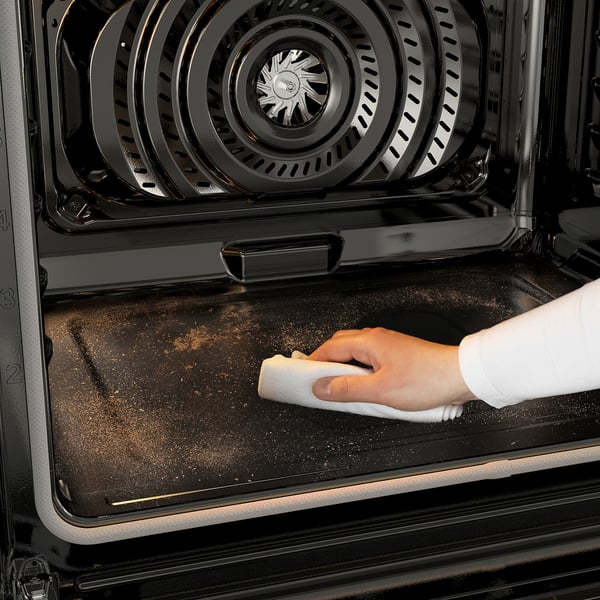 HJÄLTEBY Horno pared convección+autolimpieza, negro acero inoxidable