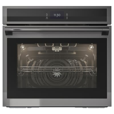HJÄLTEBY Horno pared convección+autolimpieza, negro acero inoxidable