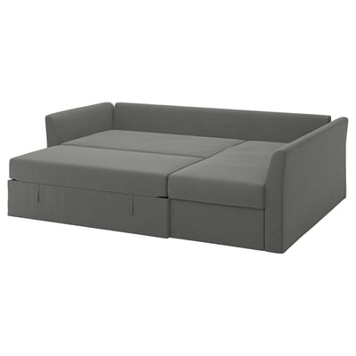 HOLMSUND Sofá cama esquinero, Borgunda gris oscuro