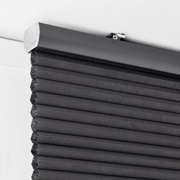 HOPPVALS Persiana celular opaca, gris, 30x64 "