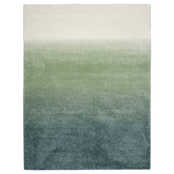 HOTELLRUM Alfombra, pelo largo, azul/verde blanco, 7 ' 10 "x9 ' 10 "