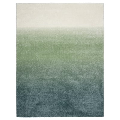 HOTELLRUM Alfombra, pelo largo, azul/verde blanco, 7 ' 10 "x9 ' 10 "