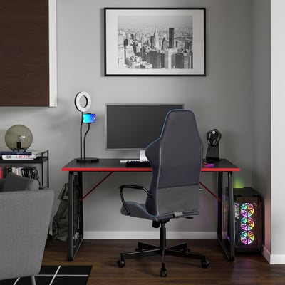 HUVUDSPELARE / UTESPELARE Escritorio+silla gaming, negro