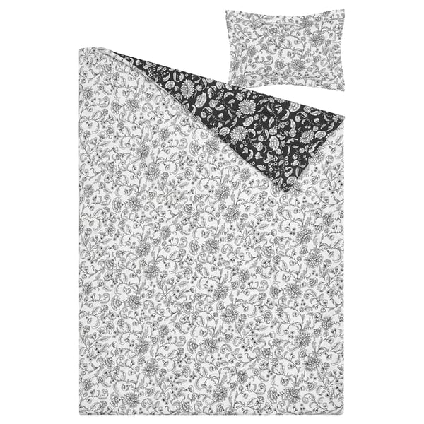IDALINNEA Juego de edredón, blanco/gris, Twin/Twin extra largo