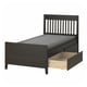 IDANÄS Armazón de cama+almacenaje, marrón oscuro/Lyngör gris oscuro, Tamaño twin