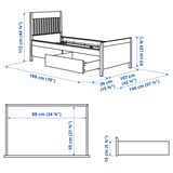 IDANÄS Base de cama+almacenamiento, blanco/Luröy, Tamaño twin