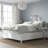 IDANÄS Base de cama+almacenamiento, blanco/Lyngör blanco, Tamaño King