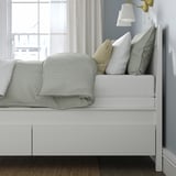 IDANÄS Base de cama+almacenamiento, blanco/Lyngör blanco, Tamaño twin