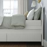 IDANÄS Base de cama+almacenamiento, blanco/Lyngör blanco, Tamaño full