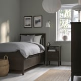 IDANÄS Base de cama+almacenamiento, marrón oscuro/Luröy, Tamaño twin