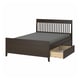 IDANÄS Base de cama+almacenamiento, marrón oscuro/Lyngör gris oscuro, Tamaño full