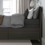 IDANÄS Base de cama+almacenamiento, marrón oscuro/Lyngör gris oscuro, Tamaño twin