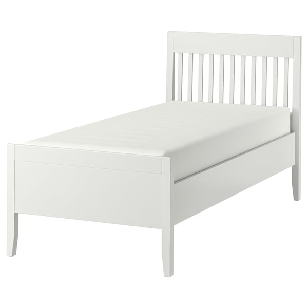 IDANÄS Base de cama, blanco/Lyngör blanco, Tamaño twin