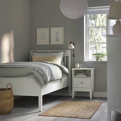 IDANÄS Base de cama, blanco/Lyngör blanco, Tamaño twin