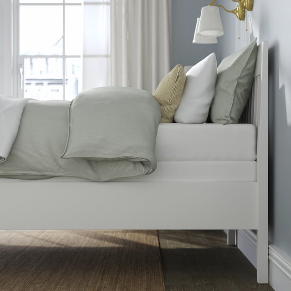 IDANÄS Base de cama, blanco/Lyngör blanco, Tamaño twin