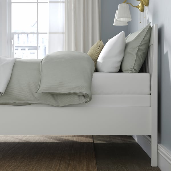IDANÄS Base de cama, blanco/Lyngör blanco, Tamaño full