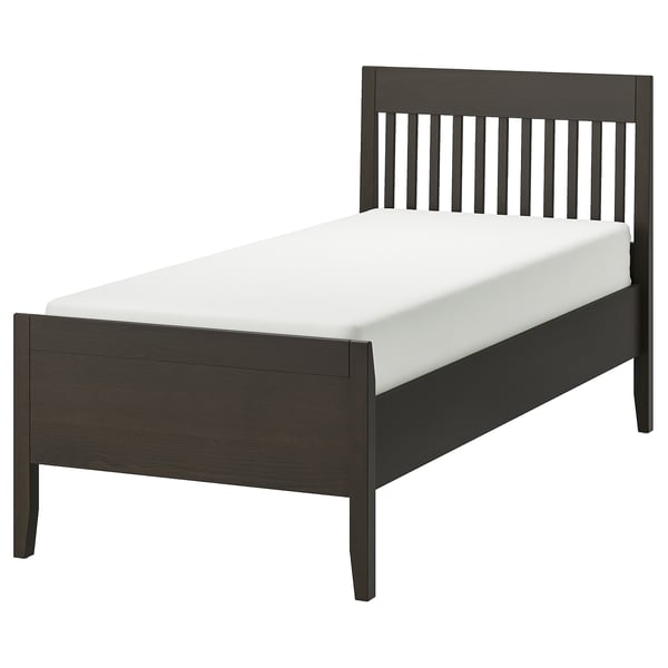 IDANÄS Base de cama, marrón oscuro/Lyngör gris oscuro, Tamaño twin