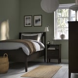 IDANÄS Base de cama, marrón oscuro/Lyngör gris oscuro, Tamaño twin