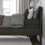IDANÄS Base de cama, marrón oscuro/Lyngör gris oscuro, Tamaño twin