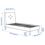 IDANÄS Base de cama tapizada, Naggen beige, Tamaño twin