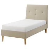 IDANÄS Base de cama tapizada, Naggen beige, Tamaño twin
