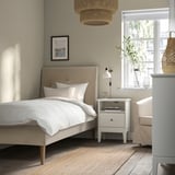 IDANÄS Base de cama tapizada, Naggen beige, Tamaño twin