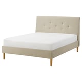 IDANÄS Base de cama tapizada, Naggen beige, Tamaño queen