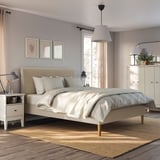 IDANÄS Base de cama tapizada, Naggen beige, Tamaño queen