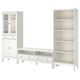 IDANÄS Combinación de almacenaje para TV, vidrio/blanco, 128x15 3/4x83 1/8 "