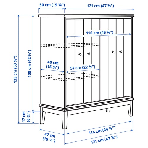 IDANÄS Gabinete puertas plegables, blanco, 47 5/8x53 1/8 "
