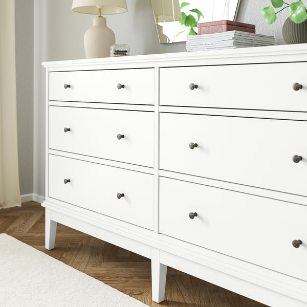 IDANÄS Gavetero de 6 cajones, blanco, 63 3/4x19 5/8x37 3/8 "