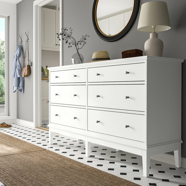 IDANÄS Gavetero de 6 cajones, blanco, 63 3/4x19 5/8x37 3/8 "