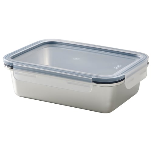 IKEA 365+ Recipiente con tapa, rectangular acero inoxidable/plástico, 34 oz