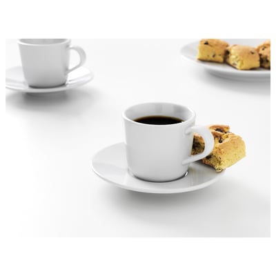 IKEA 365+ Taza y plato para expreso, blanco, 2 oz