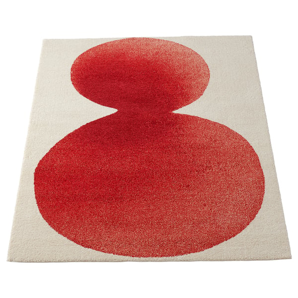 IKEA PS 2026 Alfombra, pelo corto, color hueso/rojo, 5 ' 7 "x7 ' 10 "