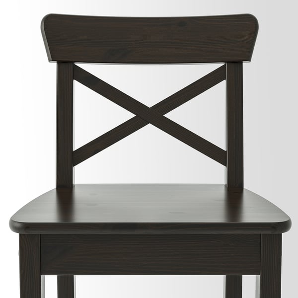 INGOLF Taburete de bar con respaldo, marrón-negro, 24 3/4 "