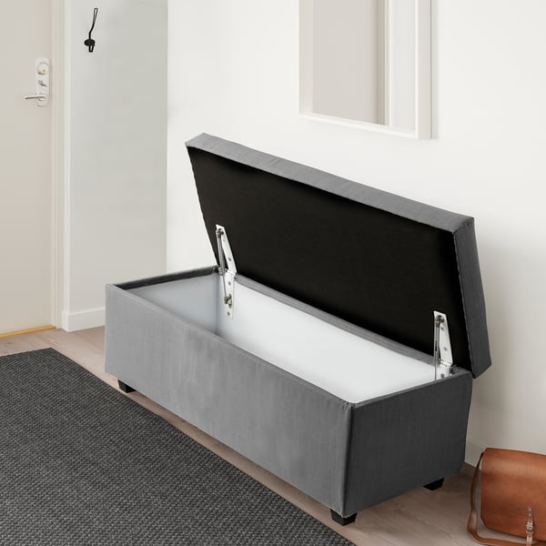 INNDYR Banco con almacenaje, Nordvalla gris oscuro/negro