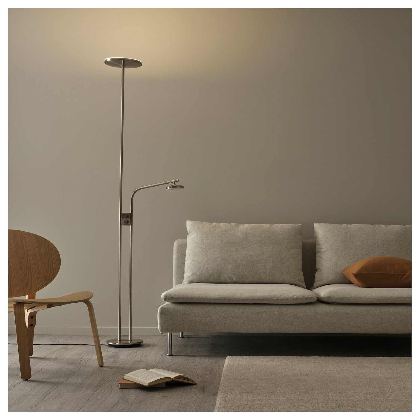 ISJAKT lámpara de piso/lectura LED, regulable/niquelado, 71