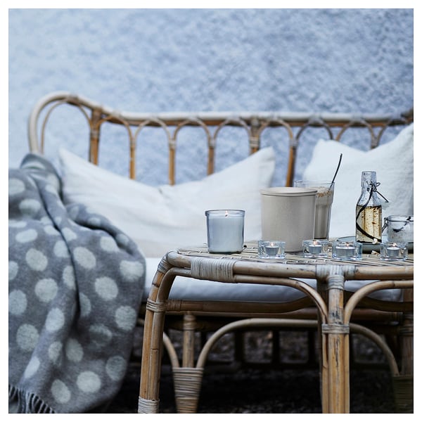 JÄMLIK Vela arom recipiente cerámica+tapa, Vainilla/beige claro, 60 hr