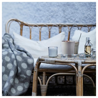 JÄMLIK Vela perf recipiente cerámica+tapa, Vainilla/beige claro, 60 hr