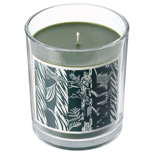 JÄMTSKOGEN Vela perfumada recipiente de vidrio, ciprés+eucalipto/verde oscuro, 45 hr